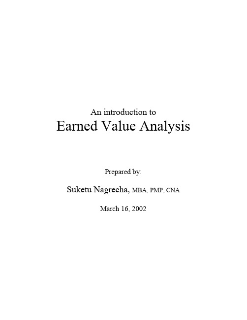 Earned Value Analysis挣值分析