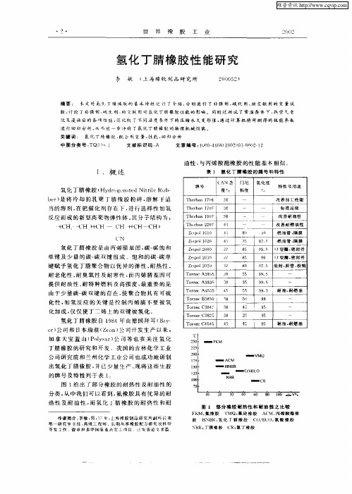 氢化丁腈橡胶性能研究