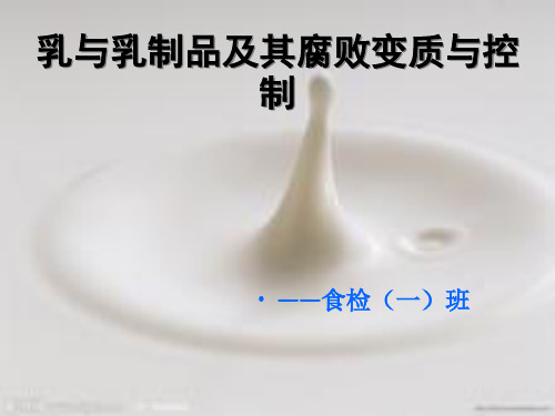 乳与乳制品的腐败变质牛乳是营养价值较高的食品既富