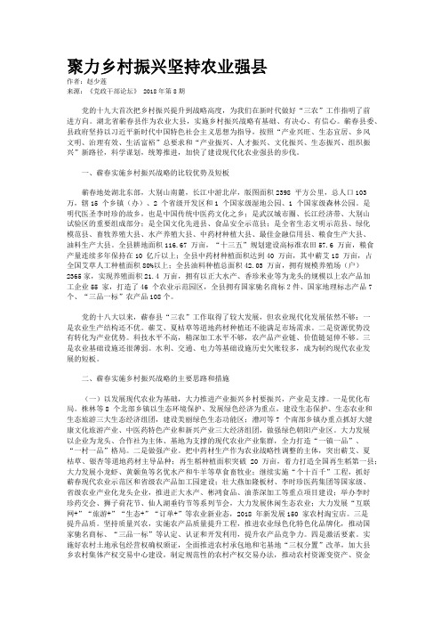 聚力乡村振兴坚持农业强县