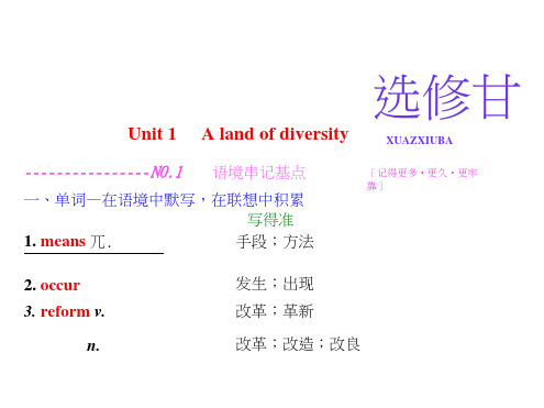 人教高三英语一轮复习课件：选修八Unit1Alandofdiversity