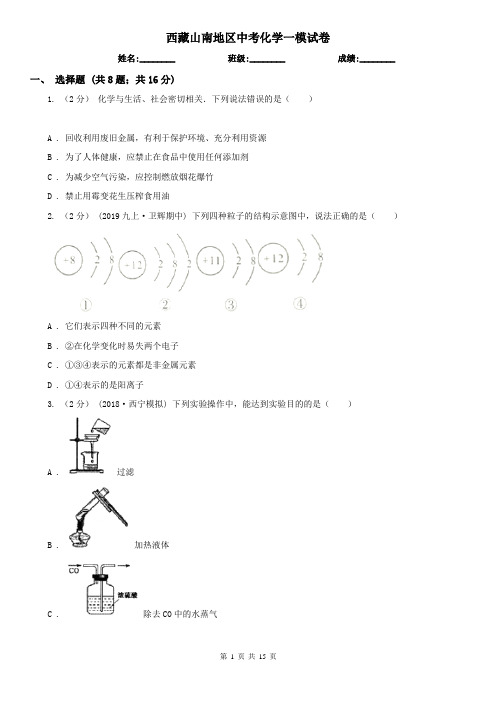 西藏山南地区中考化学一模试卷