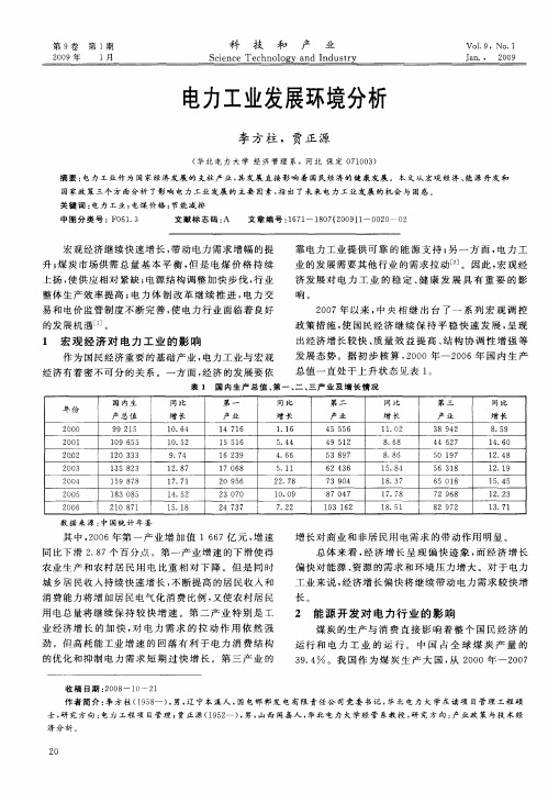 电力工业发展环境分析