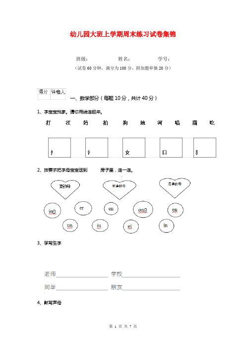 幼儿园大班上学期周末练习试卷集锦