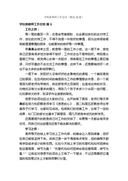 学校新教师工作总结（精选16篇）