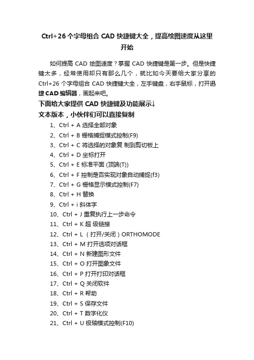 Ctrl+26个字母组合CAD快捷键大全，提高绘图速度从这里开始