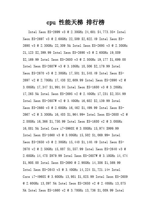 cpu 性能天梯 排行榜
