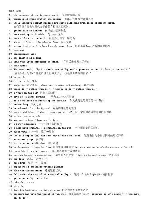 牛津高中英语模块8Unit1 M8U1词组 Reading词组 全