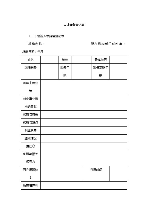 人才储备登记表