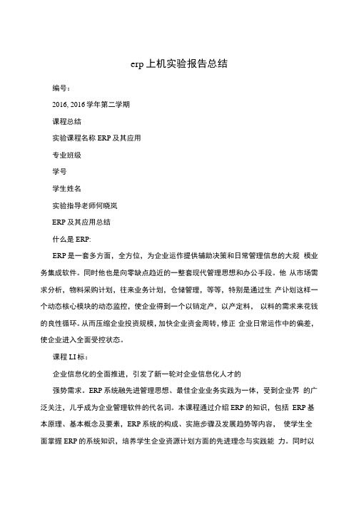 erp上机实验报告总结