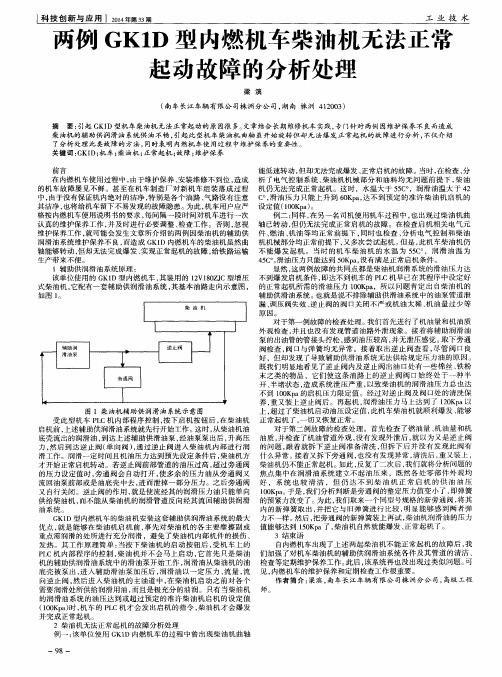 两例 GK1D 型内燃机车柴油机无法正常起动故障的分析处理