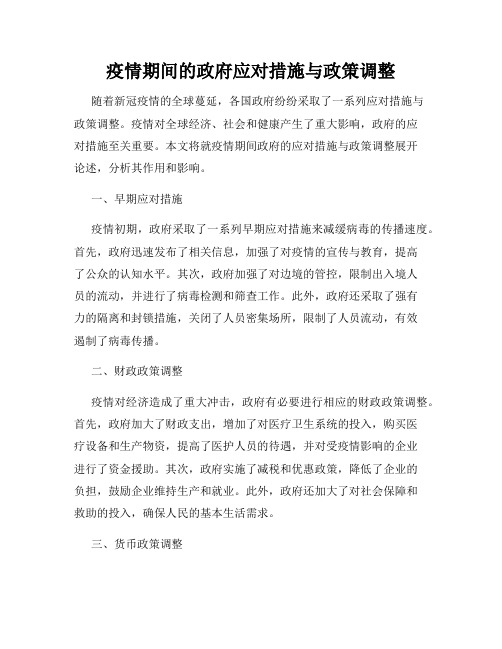 疫情期间的政府应对措施与政策调整