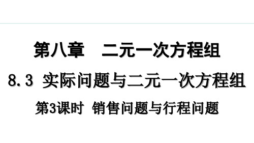 人教版初一数学 8.8.3 实际问题与二元一次方程组 第3课时PPT课件