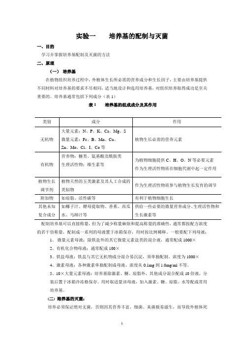 实验一培养基的配制与灭菌