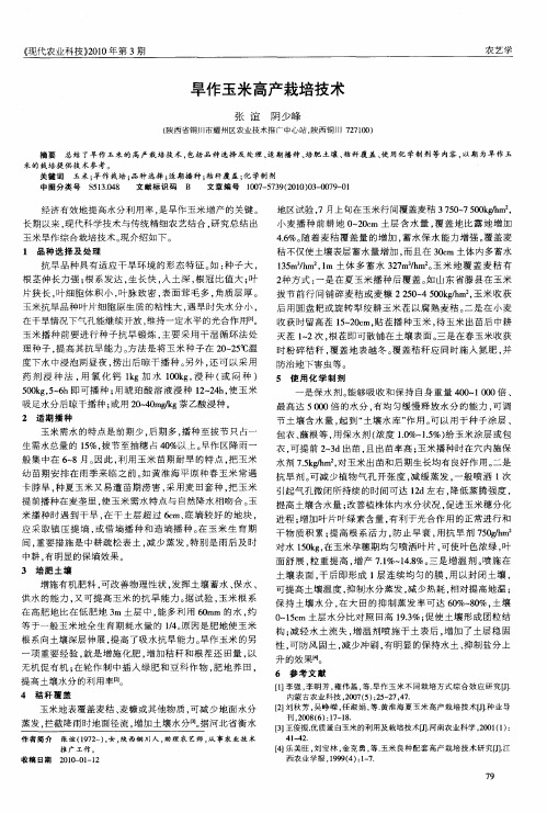 旱作玉米高产栽培技术