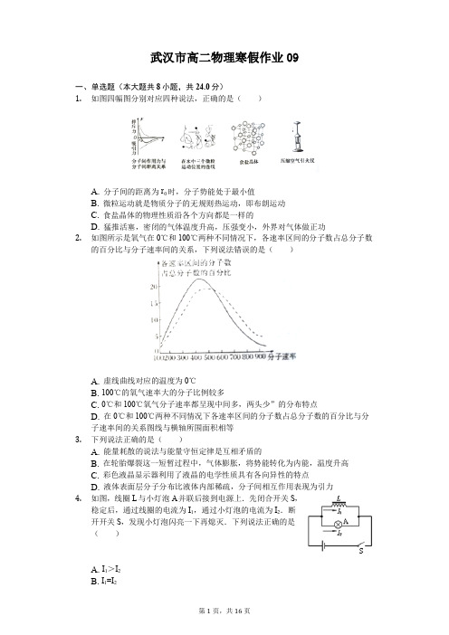 武汉市高二物理寒假作业(含答案) (9)