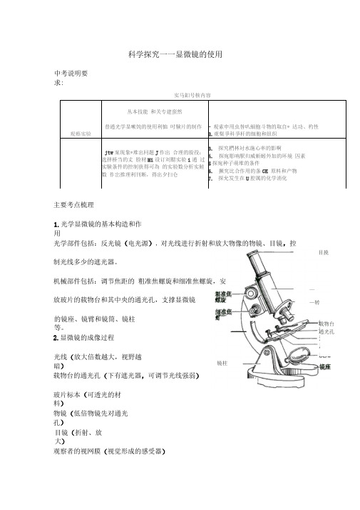 主题一科学探究——显微镜的使用考点分析+例题