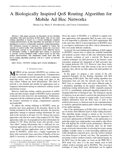 INTERNATIONAL JOURNAL OF WIRELESS AND MOBILE COMPUTING (IJWMC) 1 A Biologically Inspired Qo