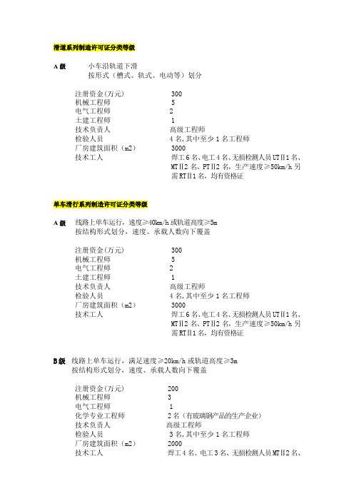 滑行车类制造许可证分类及办理条件