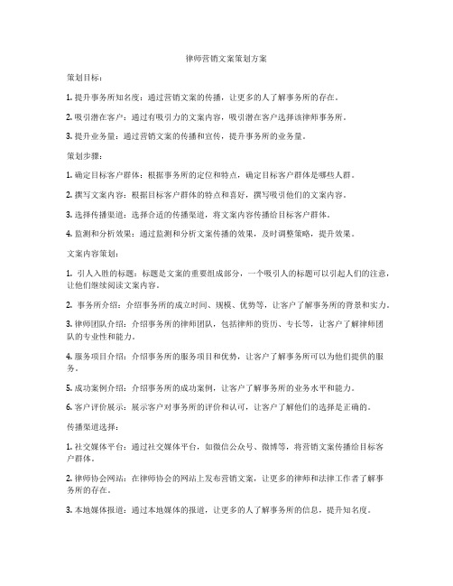 律师营销文案策划方案