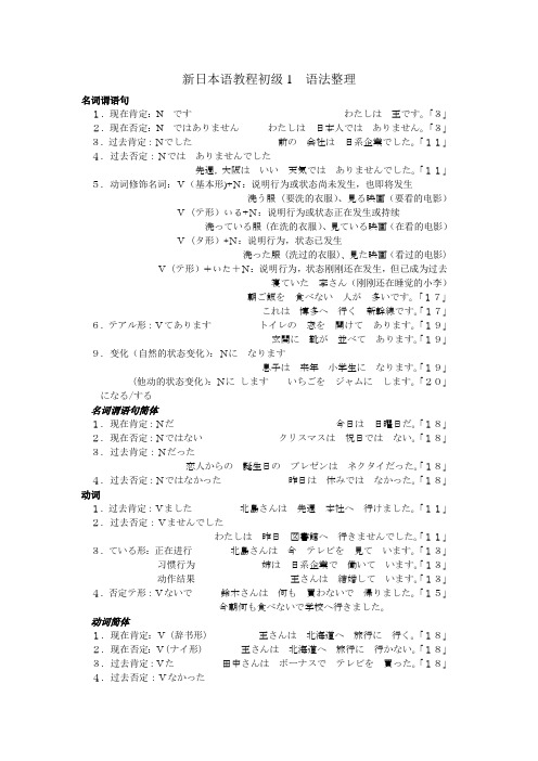 新日本语教程初级1__语法整理