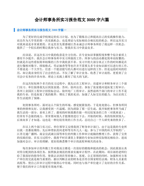 会计师事务所实习报告范文3000字六篇