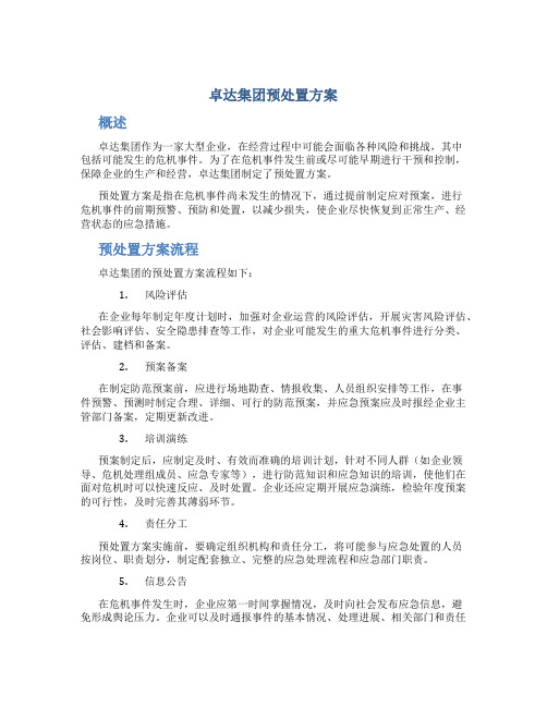 卓达集团预处置方案