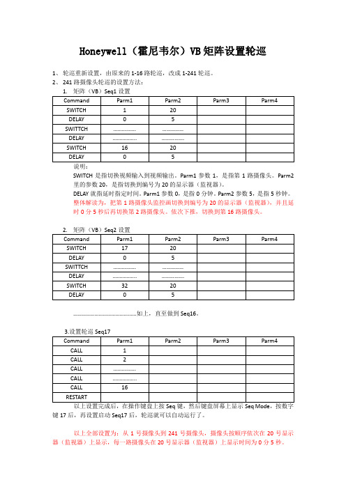 Honeywell(霍尼韦尔)VB矩阵设置轮巡