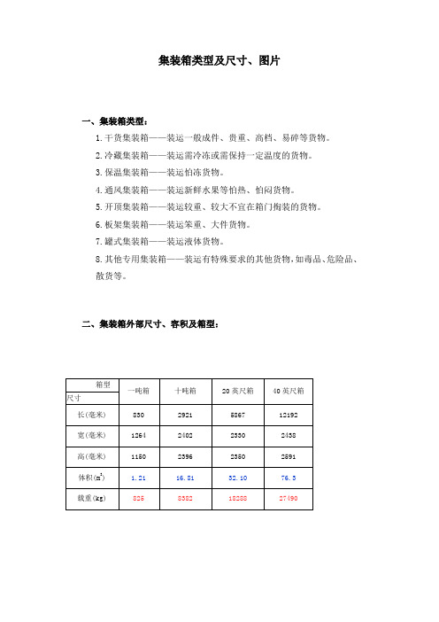 集装箱类型及尺寸