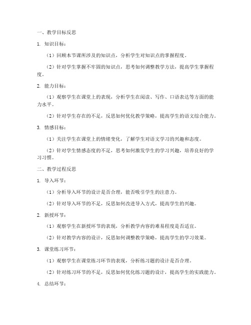 高中教案反思模板语文