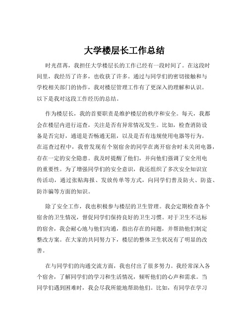 大学楼层长工作总结