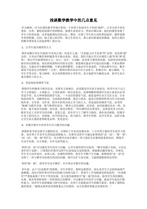 浅谈数学教学中的几点意见