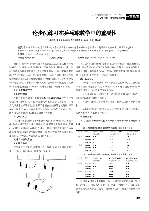 论步法练习在乒乓球教学中的重要性