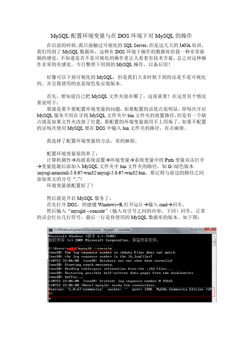 DOS环境下操作MySQL数据库