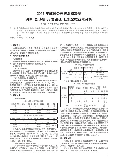 2019年韩国公开赛混双决赛许昕 刘诗雯 vs 黄镇廷 杜凯琹技战术分析