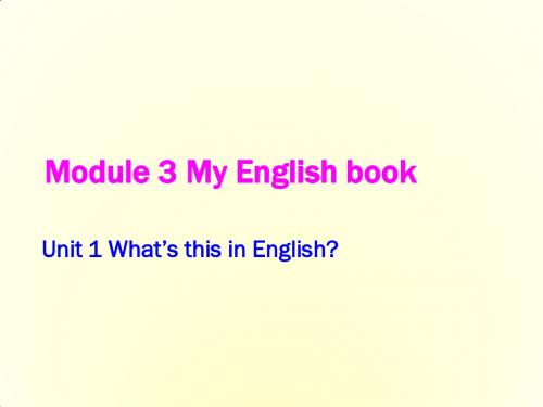 七年级英语上册 Starter Module 3 Unit 1 What's this in English课件 (新版)外研版