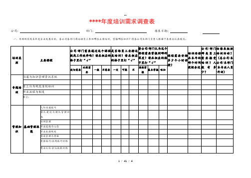 年度培训需求调查表