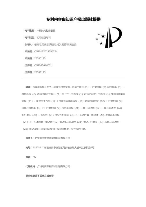一种抛光打磨装置[实用新型专利]