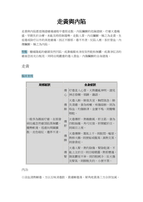 外科概要 走黄与内陷