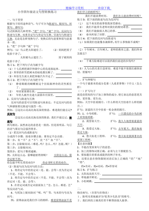 小学四年级语文句型转换练习