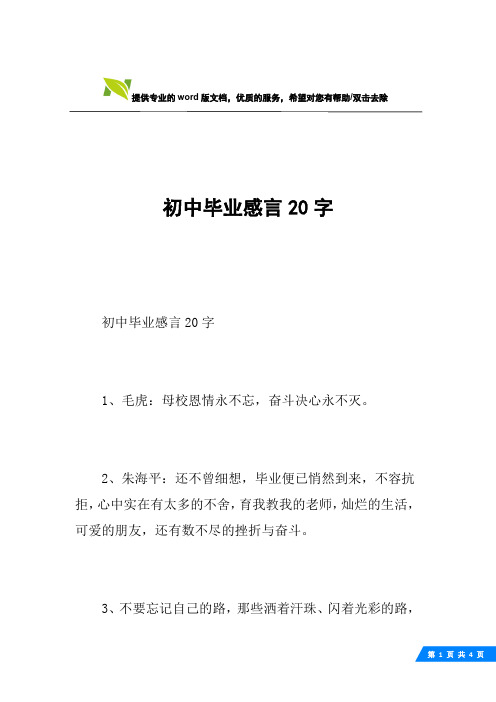 初中毕业感言20字