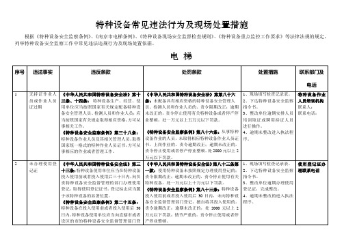 电梯特种设备常见违法行为及现场处置措施