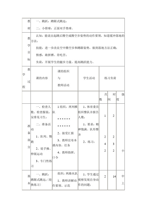 五年级体育第七周备课