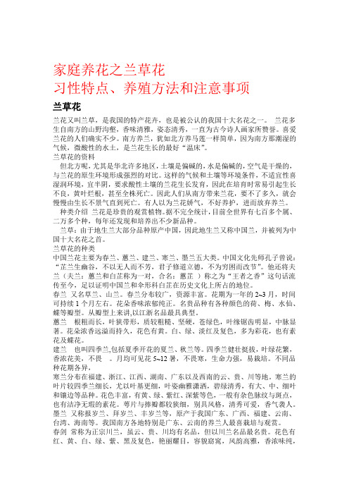 家庭养花之兰草花习性特点养殖方法和注意事项