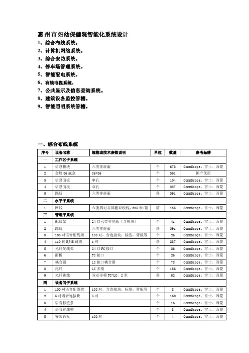 惠州市妇幼保健院智能化系统设计