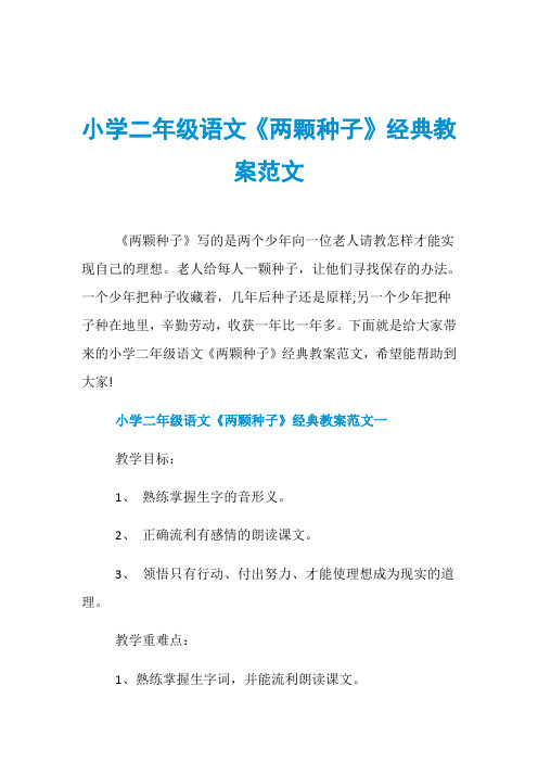 小学二年级语文《两颗种子》经典教案范文