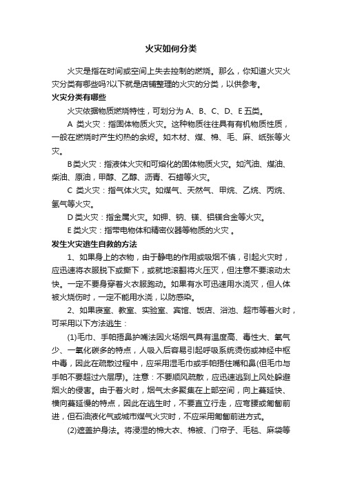 火灾如何分类