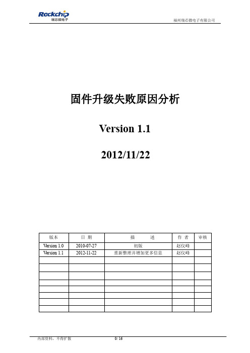 固件升级失败原因分析 Version 1.1 20121122