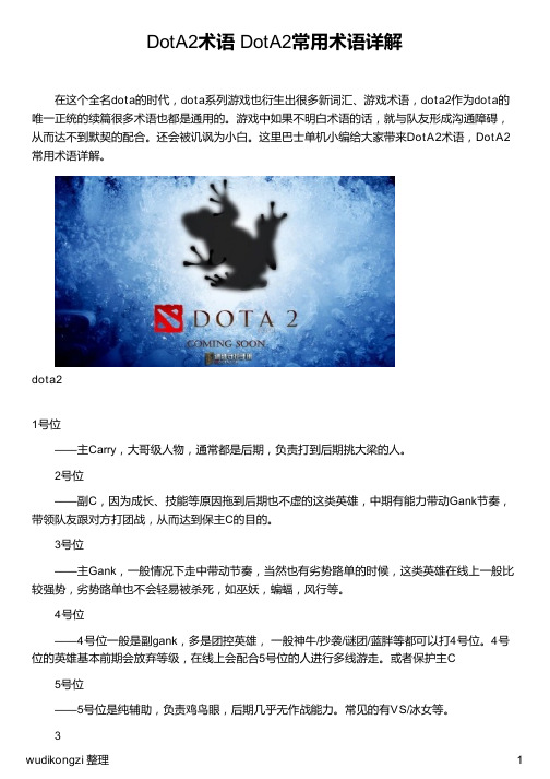 DotA2术语 DotA2常用术语详解