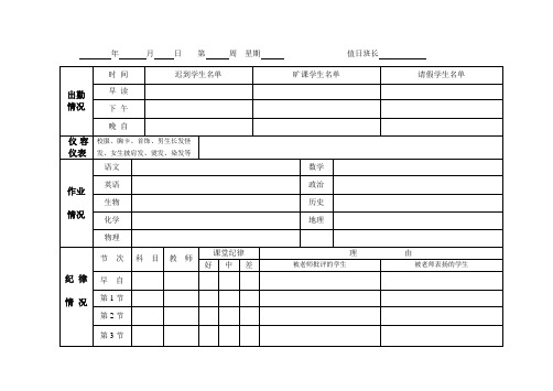 高中班级管理日志(内页)新